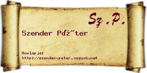 Szender Péter névjegykártya