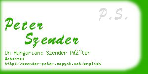 peter szender business card